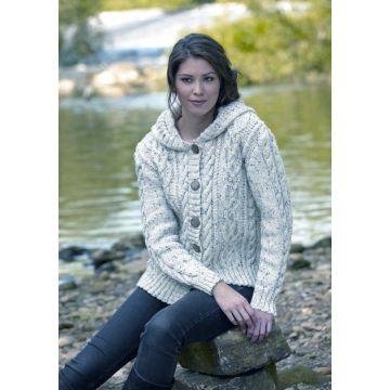 James Brett Rustic Aran Ladies Hooded Jacket Pattern JB045 