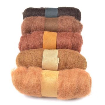 Felting Fibre Wool Asstd 20g 5 Rolls Browns 2 100g