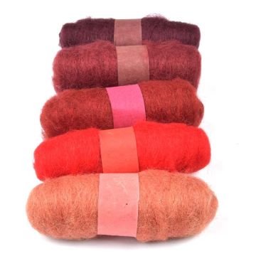 Felting Fibre Wool Asstd 20g 5 Rolls Reds 100g