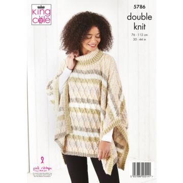 King Cole Harvest DK Ladies Ponchos Pattern 5786 71-117cm