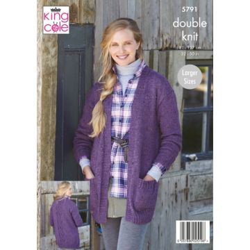 King Cole Homespun DK Ladies Cardigans Pattern 5791 81-127cm