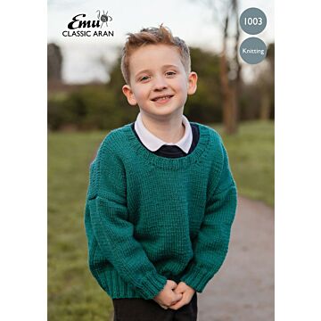 Emu Classic Aran Child's Jumper 1003 Knitting Pattern  2 to 5 Years