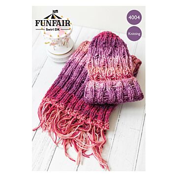 Emu Funfair Swirl DK Ladies Hat & Fringed Scarf 4004 Crochet Pattern PDF  Various