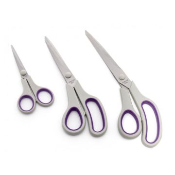 Hemline Scissor Set 3 Piece Purple Grey 13cm 5in 22cm 8.75in 25cm 10in