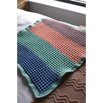 Waffle Baby Blanket Crochet Pattern in WoolBox Imagine Lullaby Anti-Pilling DK by Zoe Potrac